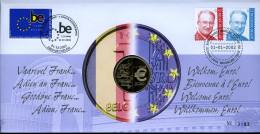 België 3014 + 3050/51 NUM - Numisletter - Europese Unie - Koning Albert II - Bienvenu à L'Euro - 2001-2002 - Numisletter