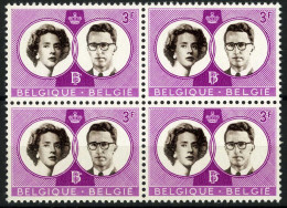 België 1170-Cu ** - Koningin Fabiola Zonder Halssnoer - Reine Fabiola Sans Collier - Blok Van 4 - Cote: € 24,00 - 1931-1960