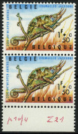 België 1344-V3 ** - Gele Vlek Onder Cijfer 5 - Tache Jaune Sous Le 5 - 1961-1990