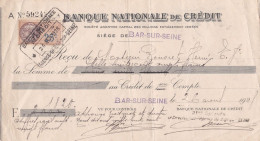 BAR SUR SEINE --1928--Lettre De Change --Banque Nationale De Crédit...timbre Fiscal...cachet - Wechsel