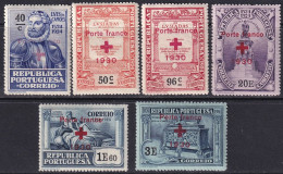 Portugal 1930 Sc 1S24-9 Mundifil 23-8 Red Cross Franchise Set MLH* - Unused Stamps