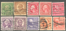 912 USA 10 Stamps Coils Roulettes All Different Presidential Issue 1938 (USA-418) - Coils & Coil Singles