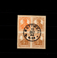 DR: MiNr. W10, Gestempelt Rottweil 1921, Briefstück - Markenheftchen