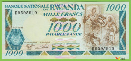 Voyo RWANDA 1000 Francs 1988 P21a B120a D UNC - Rwanda