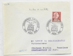 FRANCE MULLER 6FR ROULETTE LETTRE CACHET ILLUSTRE CONFERENCE UNIVERSELLE 16.8.1955 PARIS AU TARIF IMPRIME - 1955-1961 Marianne Of Muller