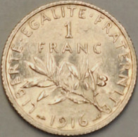 France - Franc 1916, KM# 844.1, Silver (#4060) - 1 Franc