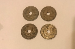 4 Pièces Belgique 10c 1925, 27 Et 28 - 10 Cent