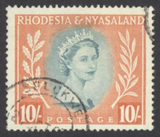 Rhodesia & Nyasaland Sc# 154 Used 1954-1956 10sh QEII Definitives - Rhodesia & Nyasaland (1954-1963)