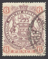 Rhodesia Sc# 55 Used 1897 6p Coat Of Arms - Rhodésie Du Nord (...-1963)