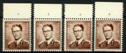 België 1068A.P3 ** - Plaatnummers 1-2-3-4 - Fosfor - 1961-1970