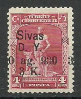 Turkey; 1930 Ankara-Sivas Railway Stamp ERROR "Shifted Overprint" MNH** - Ongebruikt
