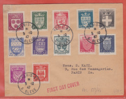 FRANCE N° 553/64 BLASONS FDC DE 1942 DE PARIS - ....-1949