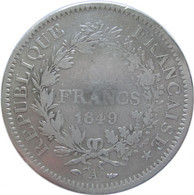 LaZooRo: France 5 Francs 1849 A F - Silver - 5 Francs