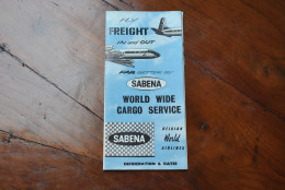 SABENA Belgian Airlines Brochure Information & Rates Cargo Service 1958? Lignes Aériennes Belges Horaires Freight In Out - Orari