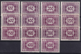 ÖSTERREICH 1922-24  - MNH/MLH - ANK 118-131 - Porto - Taxe