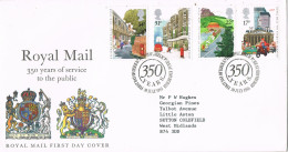 54640. Carta  F.D.C. EDINBURGH (England) 1985. Royal Mail 350 Years Service - Brieven En Documenten