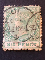 St Kitts Nevis SG 4.  6d Yellow Green, May 1870 Cancel - St.Christopher-Nevis-Anguilla (...-1980)