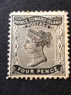 Prince Edward Island.  SG 31  4d Black. Perf 11 1/2 MH* - Unused Stamps