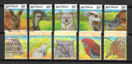 AUSTRALIE   -  1986 / 87.    Animaux.  2 Séries Complètes - Used Stamps