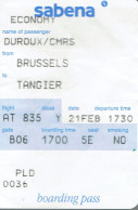 Sabena Boarding Pass Brussels Tangier (Economy, 21/02/1998) - Tickets