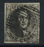 België 3a - 10c Grijsbruin - Koning Leopold I - Medaillon   - 1849-1850 Medallones (3/5)