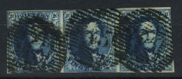 België 4A - 20c Donkerblauw - Koning Leopold I - Medaillon - Samenhangend - Strip Van 3 - Bande De 3 - 1849-1850 Medallions (3/5)