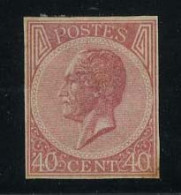 België 20 * - 40c Bleekroze - Koning Leopold I - Ongetand - Zonder Specimen - 1865-1866 Perfil Izquierdo