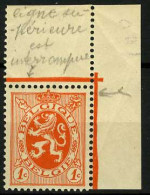 België 276-Cu ** - Heraldieke Leeuw - Bovenste Kaderlijn Onderbroken - Cadre Interrompu - 1901-1930