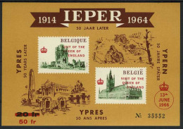 België E101 - Velletje Ieper Van 1964 - Met Rode Opdruk "Visit Of The Queen Of England" - Erinnophilie - Reklamemarken [E]