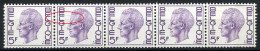 België R50-Cu ** - Koning Boudewijn - Rolzegel In Strook Van 5 Met Nummer 1000 - Horizontale Lijn - Ligne Horizontale - 1961-1990