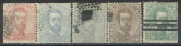 SPAIN,  1872/73 - KING AMADEO STAMP, # 178.181/82,184, & 186, USED. - Oblitérés