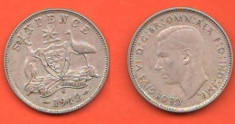 Australia Six Pence 1942 King George VI° Silver Coin - Sixpence