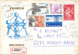 Lettre Recomandé Oblitéré Sur L'Atomium - Cartas & Documentos