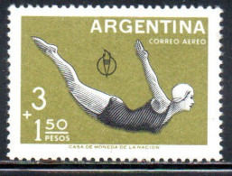 ARGENTINA 1959 AIR POST MAIL AIRMAIL CORREO AEREO ATHLETICS WOMAN DIVER  3p + 1.50p MNH - Airmail