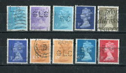 "GROSSBRITANIEN" 10 Werte Mit "LOCHUNG/PERFIN" Gestempelt (B1039) - Vrac (max 999 Timbres)