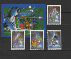 Guinea 1993 Olympic Games Albertville, Space Set Of 4 + S/s With Winners Overprint In Gold MNH - Winter 1992: Albertville