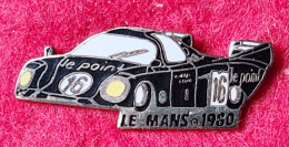 SUPER PIN'S AUTOMOBILE NOIRE, Aux 24H Du MANS En 1980; Bel émail Grand Feu Base AGENT, Format 3,5X1,3cm - Jaguar