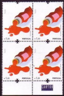 Portugal Block 4 MNH - Embossed And Thermography Make The Red Areas Felt - Unusual - Unused Stamps