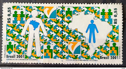 C 2402 Brazil Stamp Community Council Programs Flag Map 2001 Circulated 1 - Used Stamps