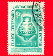 ARGENTINA - Usato - 1953 - 400 Anni Della Città Di Santiago Del Estero - Urna Funeraria Dei Nativi - 50 - Gebruikt