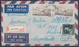 L. Recommandée Par Avion Affr. 2x PA28 + N°1007 Càd WOLUWE 1E /-6-4-1957 Pour KALINA LEOPOLDVILLE (Congo Belge) (au Dos: - Autres & Non Classés