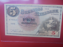 SUEDE 5 KRONOR 1948 Circuler (B.33) - Sweden