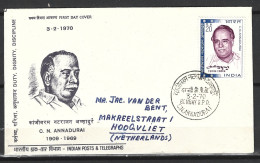 INDE. N°292 Sur Enveloppe 1er Jour (FDC) De 1970. Homme D'Etat. - FDC