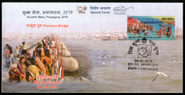 India 2019 Kumbh Mela Prayagraj Pontoon Bridge Hindu Mythology Special Cover # 7236 - Hindoeïsme