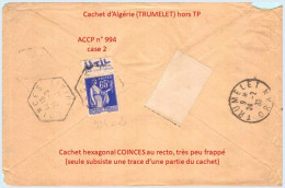 FRANCE - Lettre Vers Algérie Avec Pub De Carnet : Fer à Cheval Util - N° 365 65c Paix Outremer Type II - Lettres & Documents