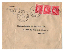 TB 4745 - 1946 - LSC -  Lettre UNESCO / MP Mois De L' U.N.E.S.C.O. PARIS Pour Melle C. HORLAVILLE à NANTES - Gedenkstempel