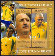 GRENADA 2002 - MNH - Ronaldo World Cup Football Championship Korea/Japan Futbol Soccer Calcio Fußball Cafu Rivaldo - 2002 – Corea Del Sud / Giappone