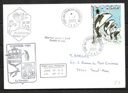 Col43 TAAF N° 343 Oblitéré De Port Aux Français Sur Lettre - Used Stamps