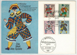 Deutsche Bundespost 1970, FDC Wohlfahrtsmarken Marionetten, Spiel  - Marionetten