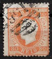 PORTUGAL 1870-76 D. LUIS I 80R P:12.5 USED (NP#94-P17-L9) - Oblitérés